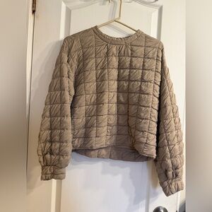 Zara Quilted Taupe Pullover Puffer Top